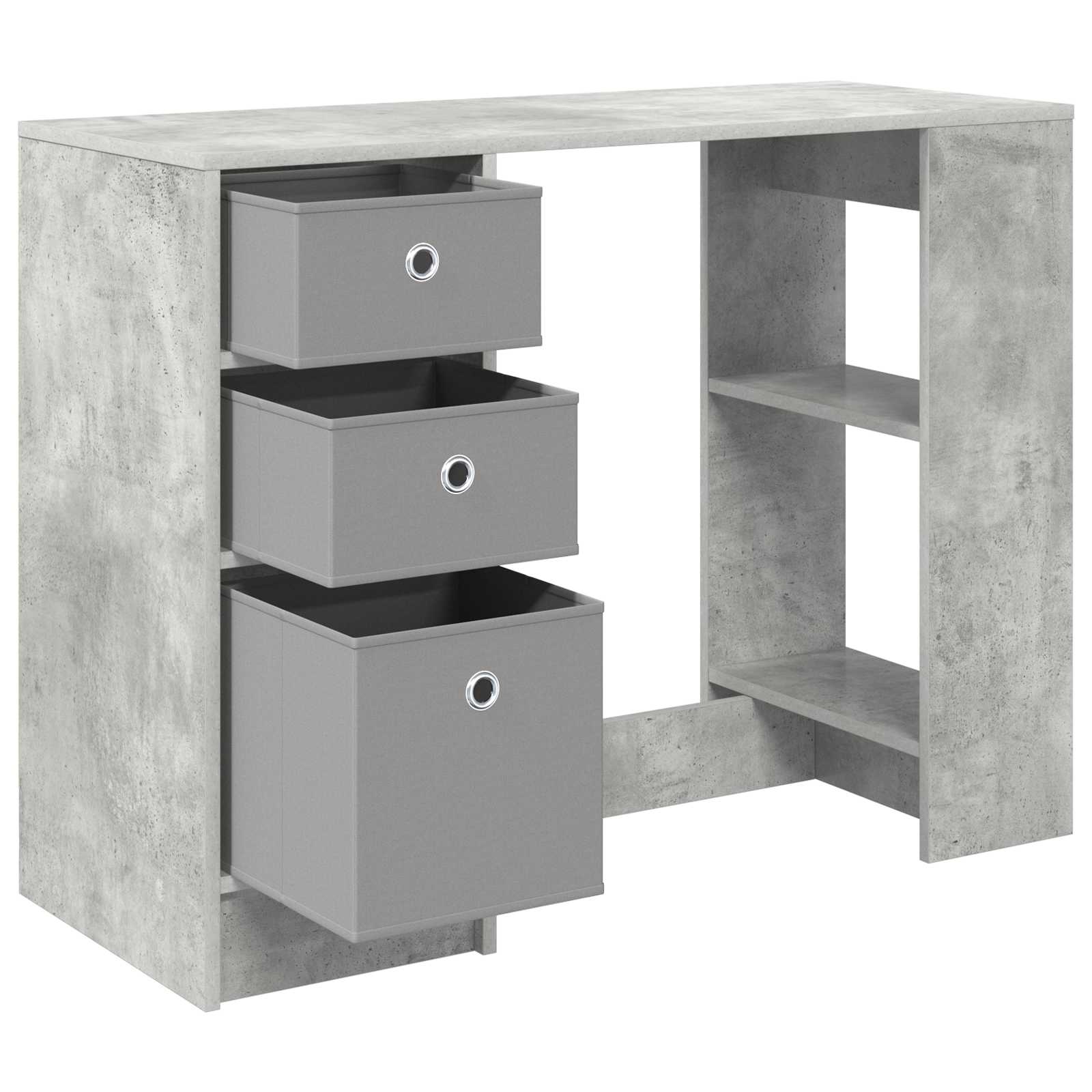 Stol s policom Betonski sivi 100 x 40 x 75 cm Konstruirano drvo