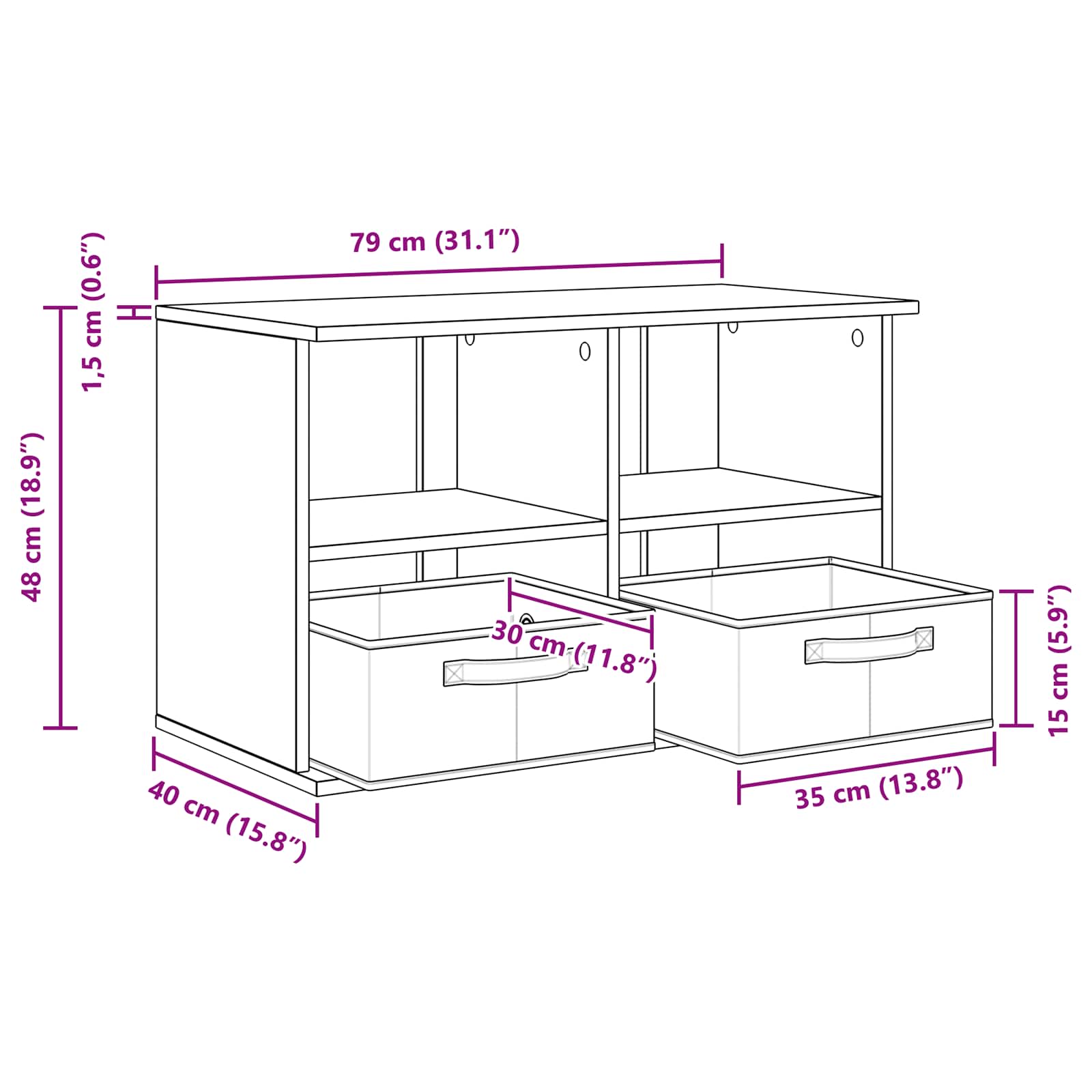 Stalak za TV s ladicama Sonoma hrast 79 x 40 x 48 cm