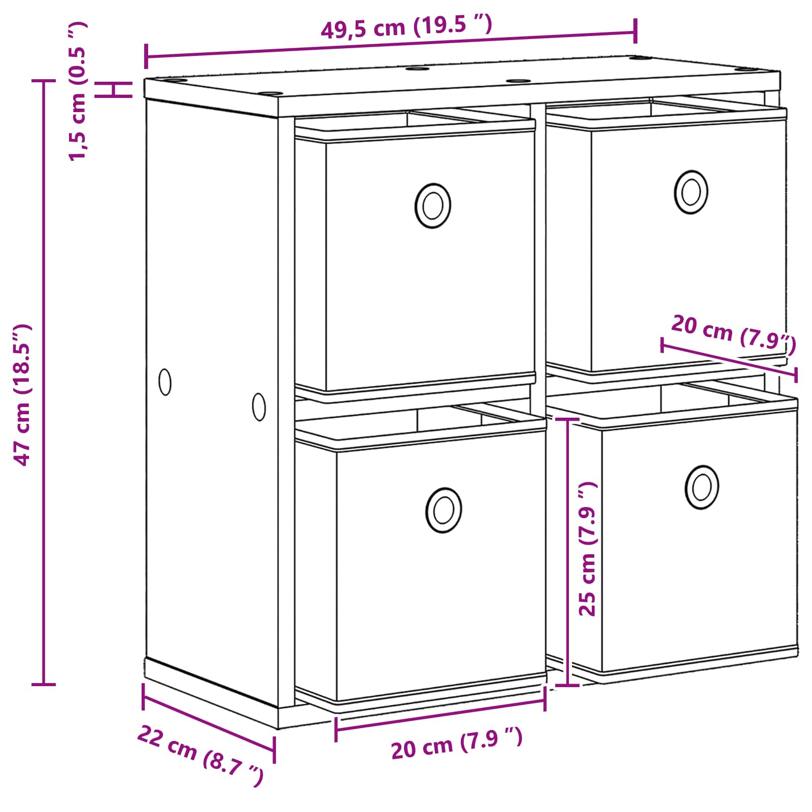 Kreveta s ladicama Crni hrast 49,5 x 22 x 47 cm