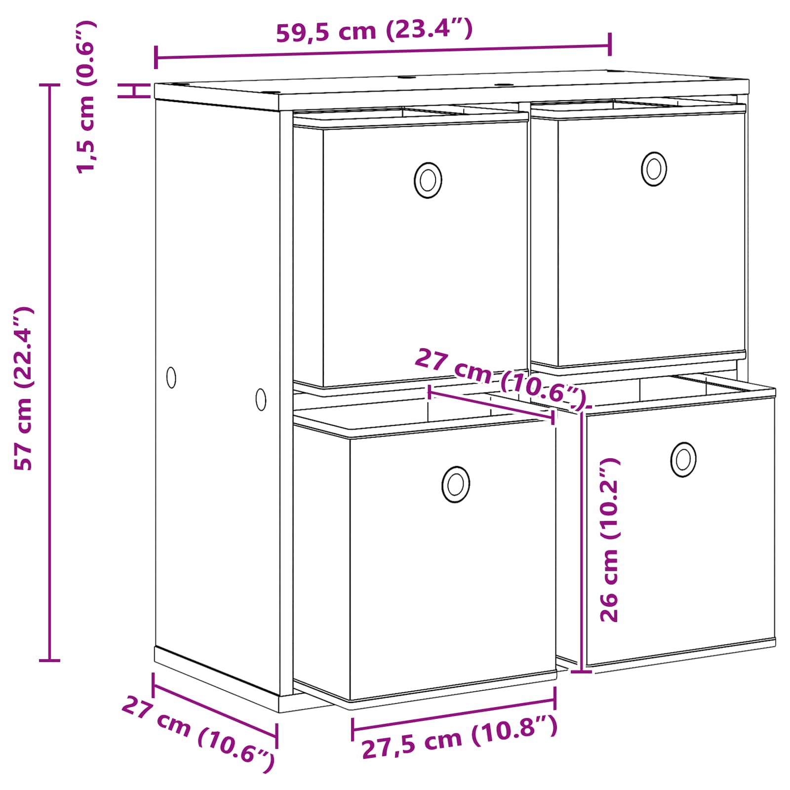 Kreveta s ladicama Umjetnički hrast 59,5 x 27 x 57 cm