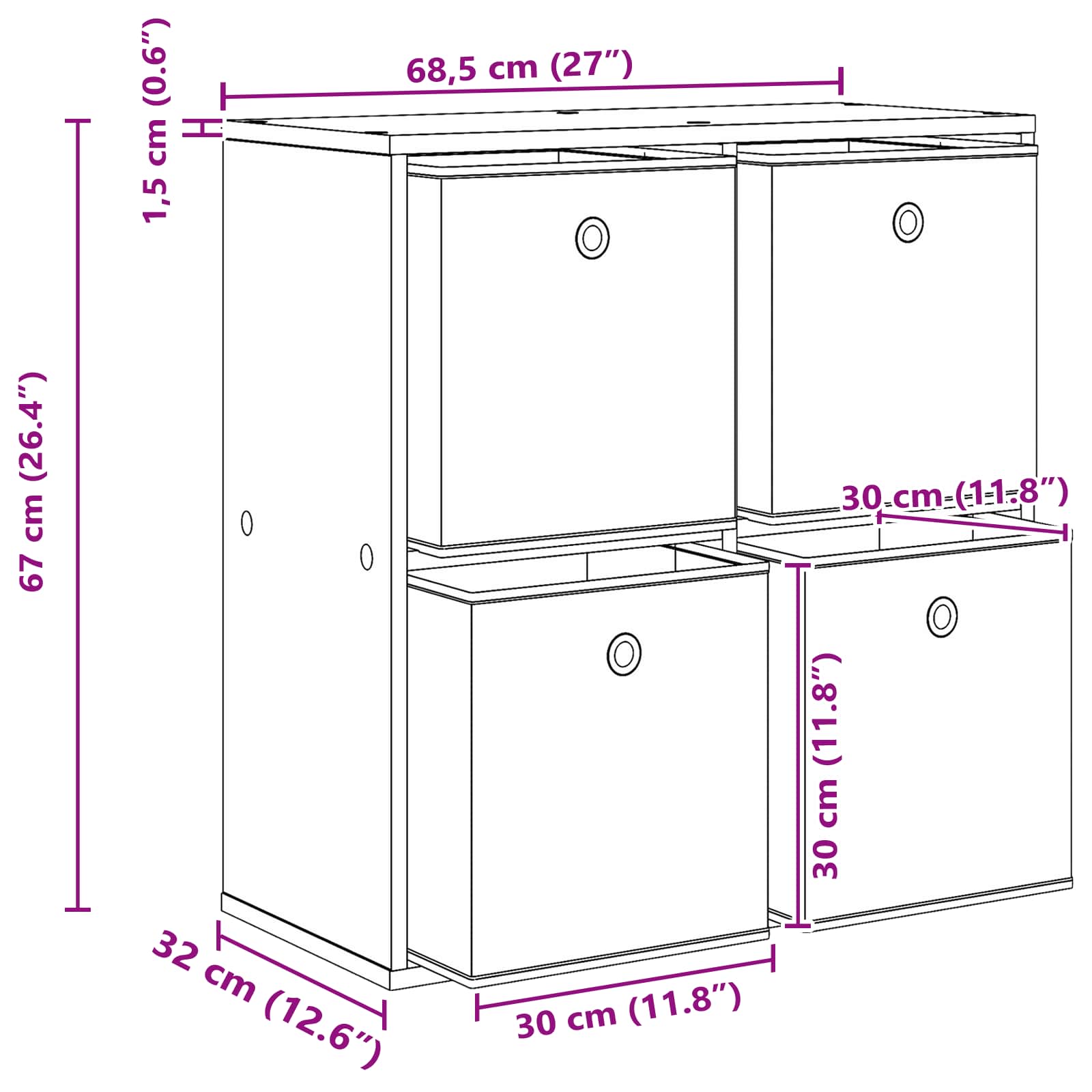 Kreveta s ladicama Siva Sonoma 68,5 x 32 x 67 cm