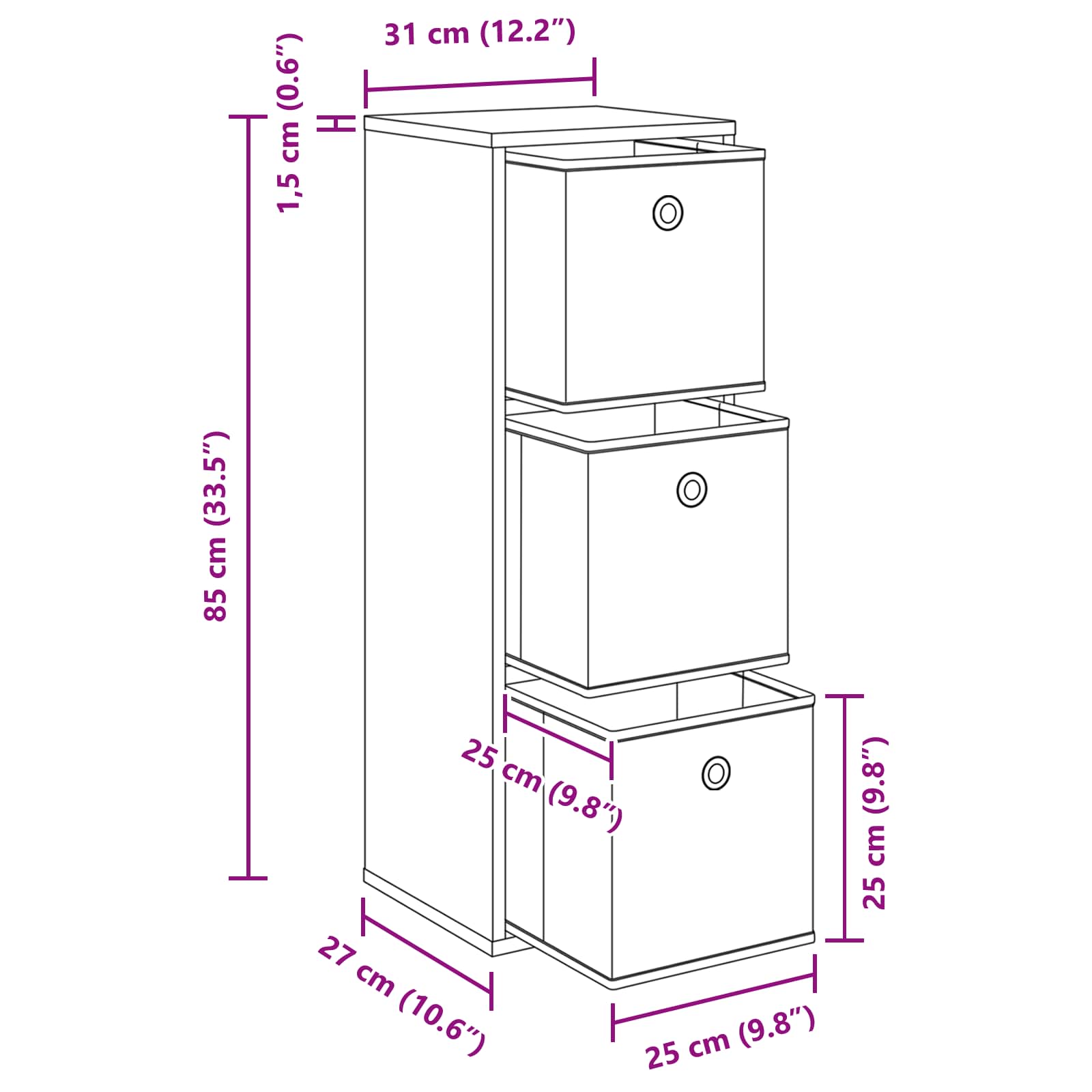 Kreveta s ladicama Betonski sivi 30,5 x 27 x 84,5 cm