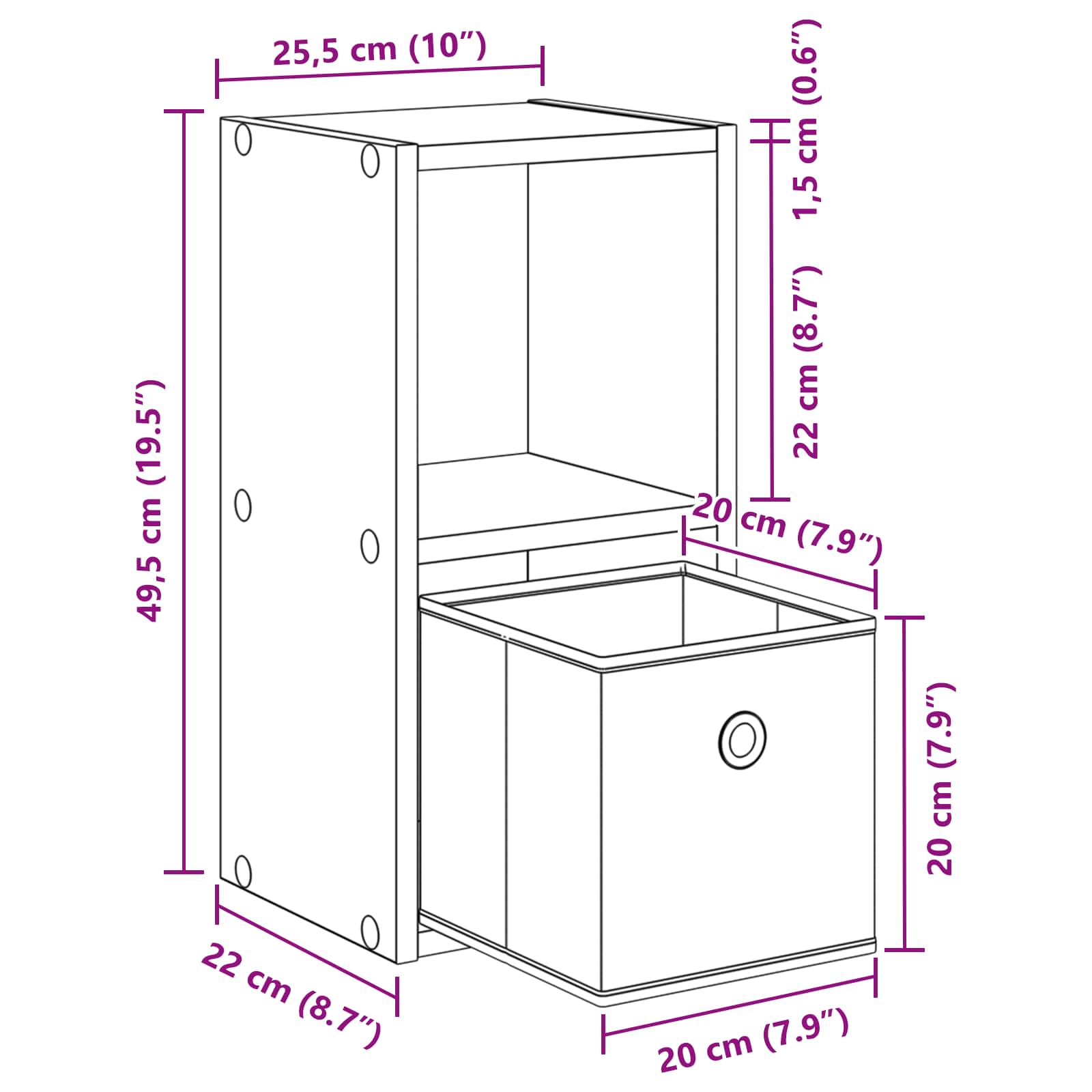 Noćni ormarić Staro drvo 25,5 x 22 x 49,5 cm Konstruirano drvo