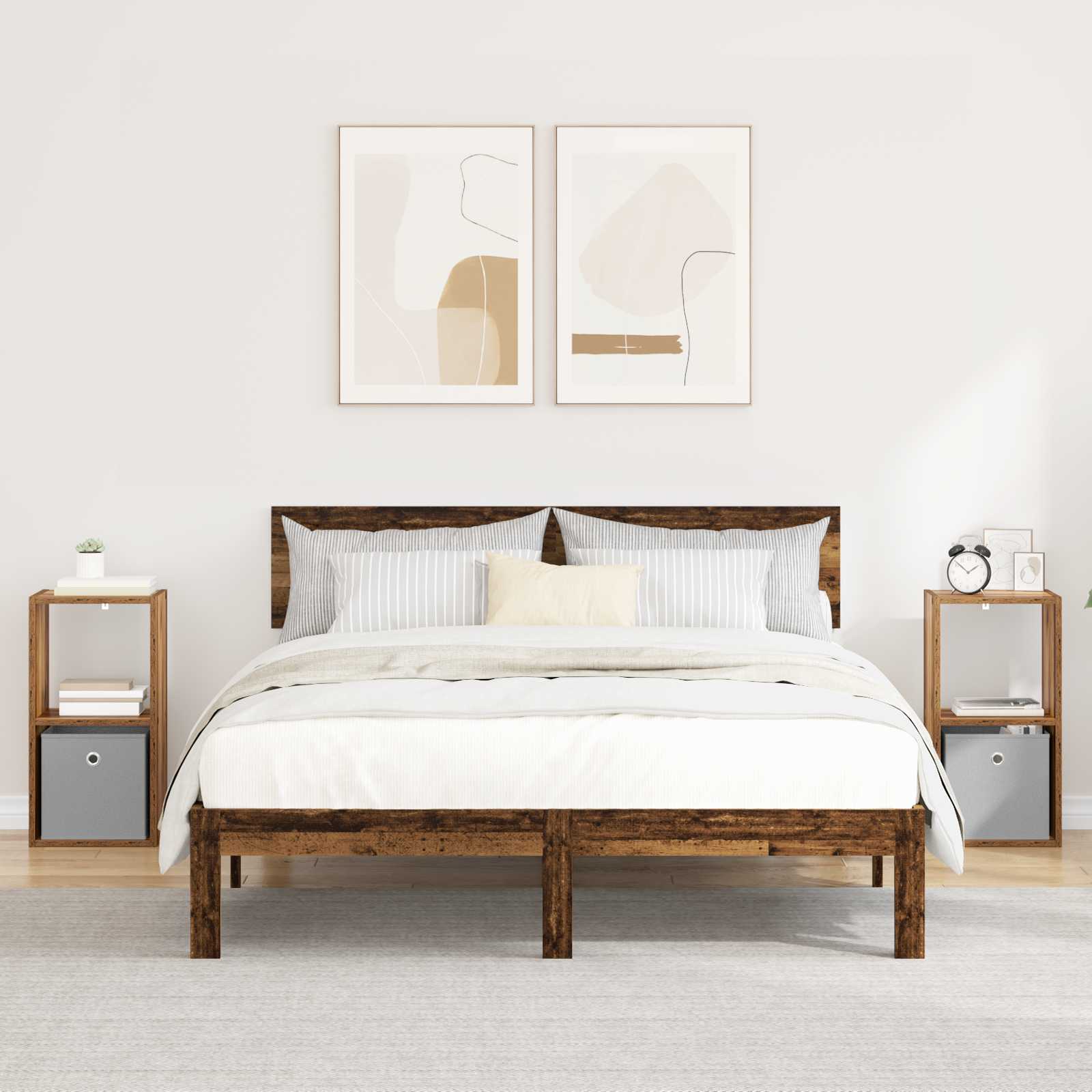 Noćni ormarić s ladicama 2 pcs Staro drvo 30,5 x 27 x 59,5 cm