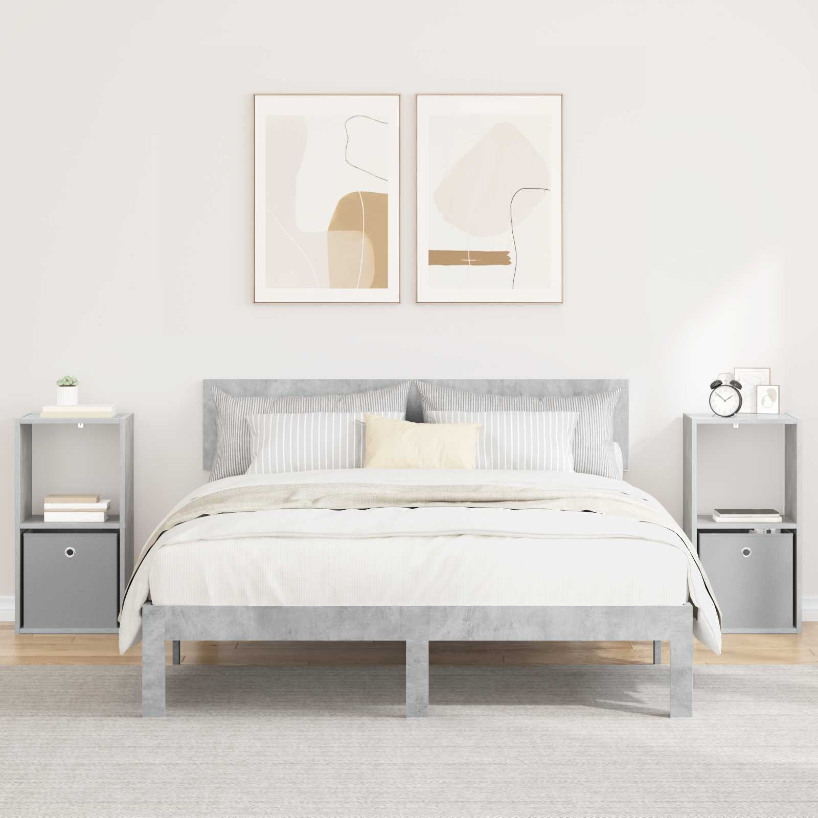Noćni ormarić s ladicama 2 pcs Betonski sivi 35 x 32 x 68,5 cm
