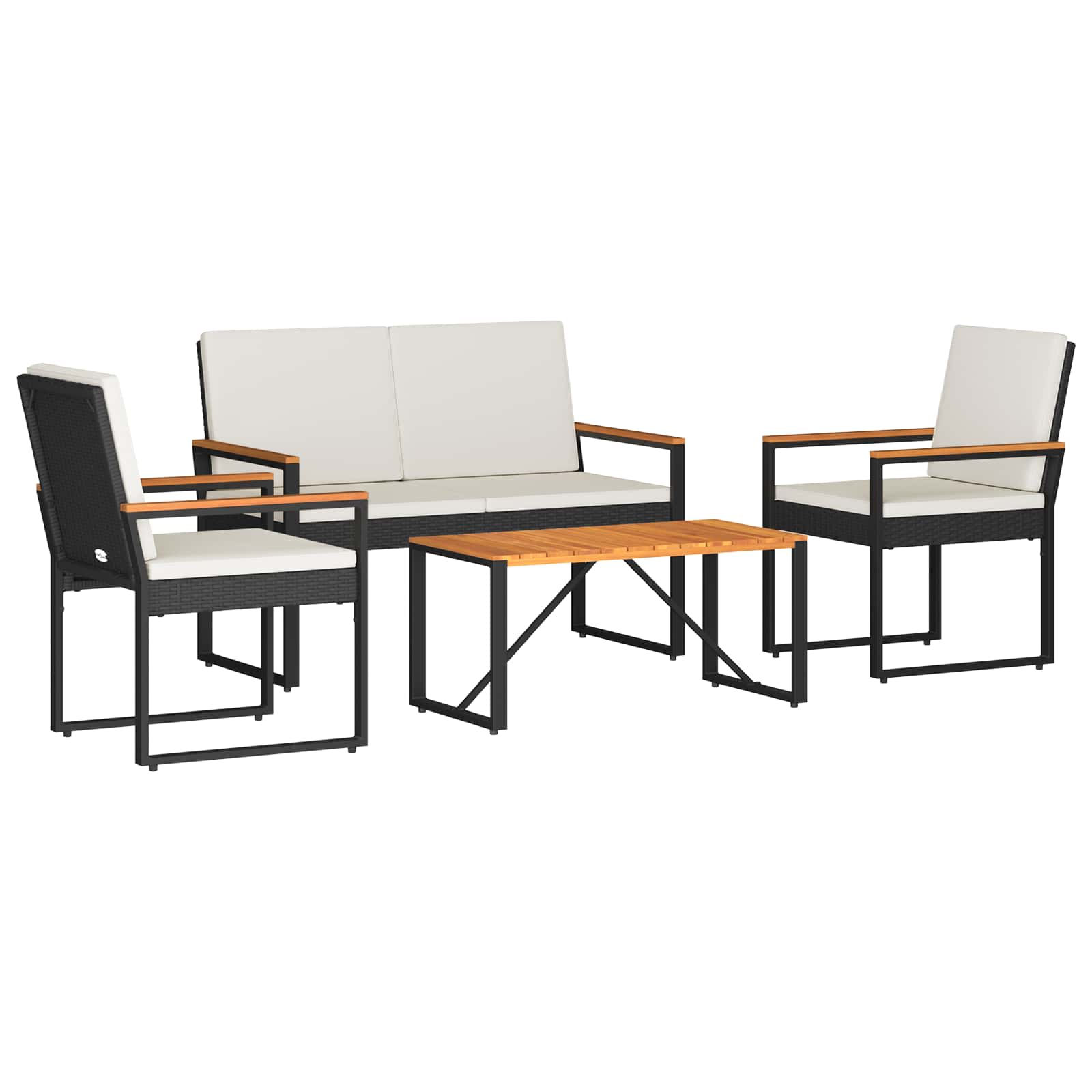 Set vanjskog namještaja 4 pcs Crna i krem-bijela poliratan