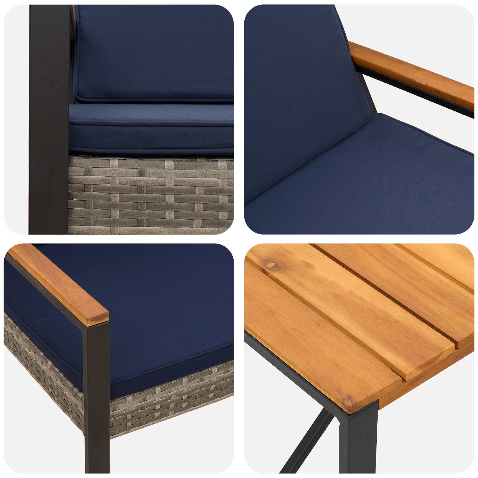 Set vanjskog namještaja 4 pcs Siva i tamnoplava poliratan