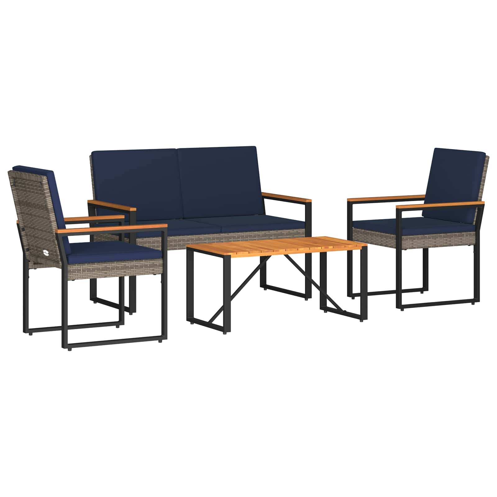 Set vanjskog namještaja 4 pcs Siva i tamnoplava poliratan