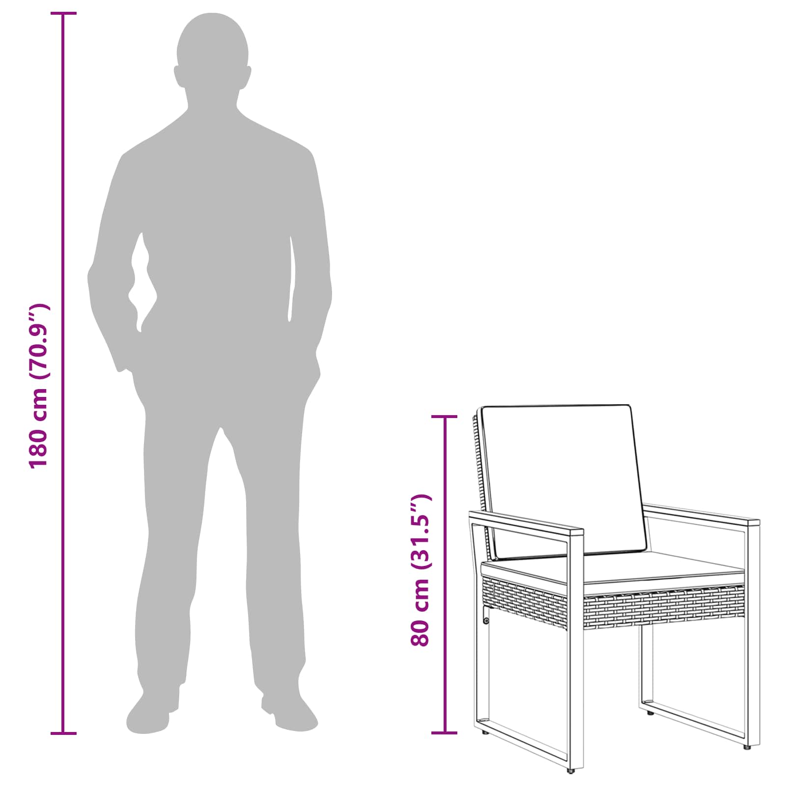 Set vanjskog namještaja 3 pcs Crna i krem-bijela poliratan