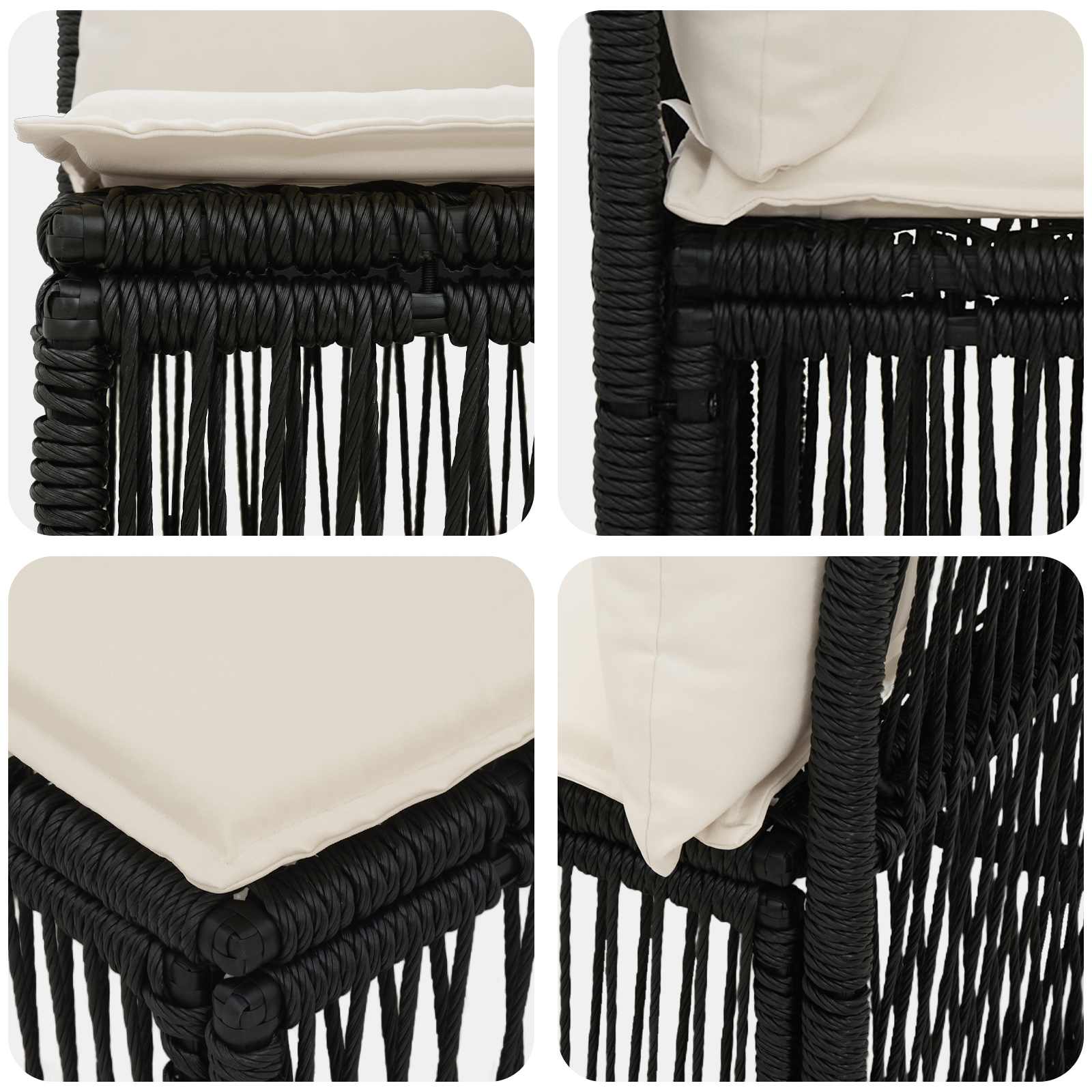 Sofa za 4 osobe s lijevom rukom 4 pcs 4-Broj sjedala Crna