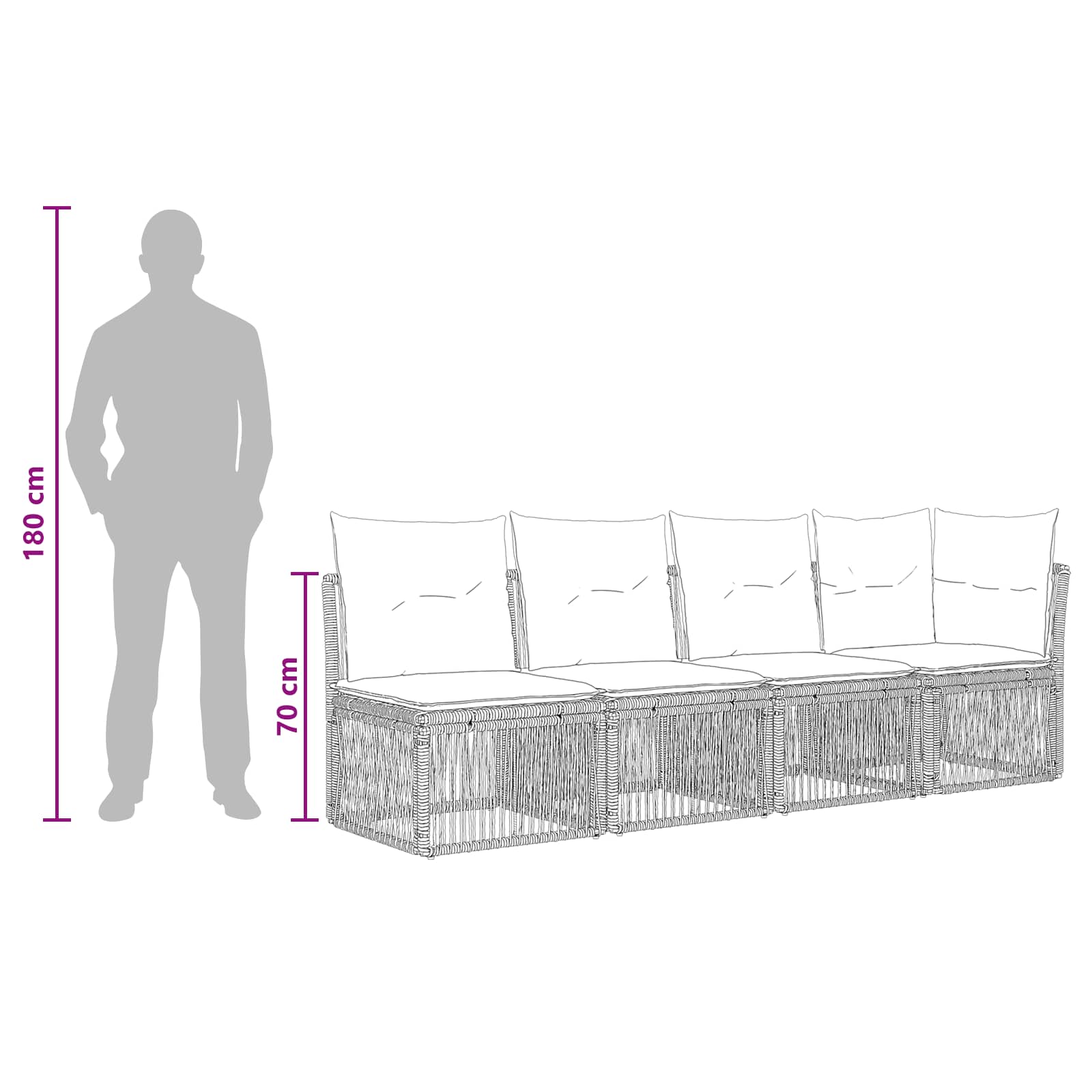 Sofa za 4 osobe s lijevom rukom 4 pcs 4-Broj sjedala Bež
