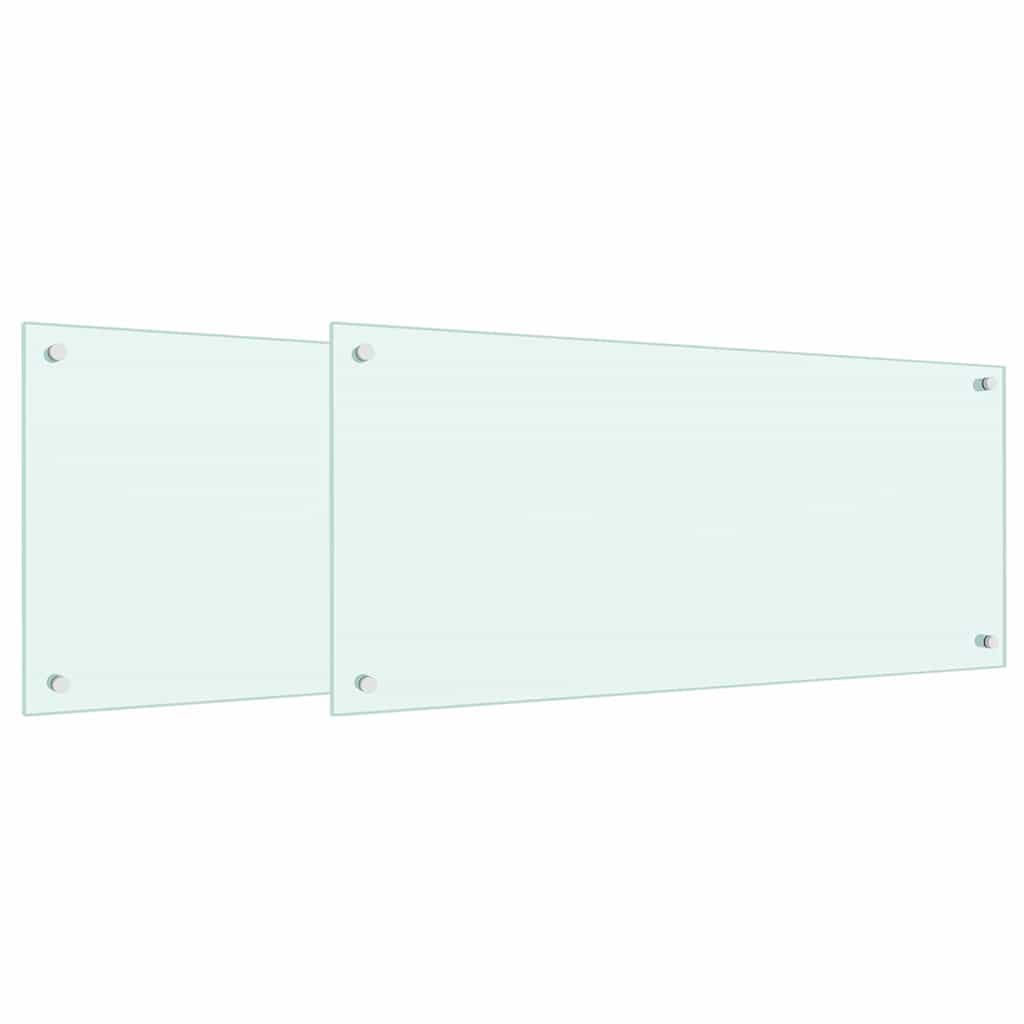 Kuhinjski zid 2 pcs Bijelo 90 x 40 cm Staklo otporno na udarce