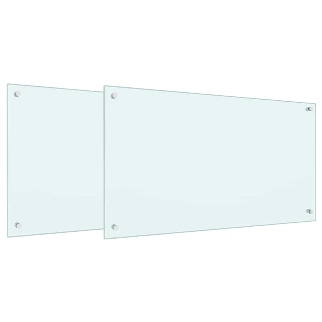 Kuhinjski zid 2 pcs Bijelo 90 x 50 cm Staklo otporno na udarce