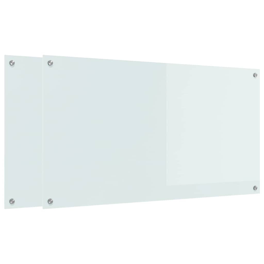 Kuhinjski zid 2 pcs Bijelo 110 x 60 cm Staklo otporno na udarce