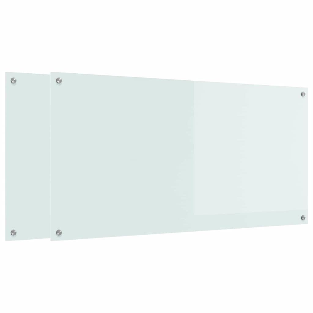 Kuhinjski zid 2 pcs Bijelo 120 x 60 cm Staklo otporno na udarce