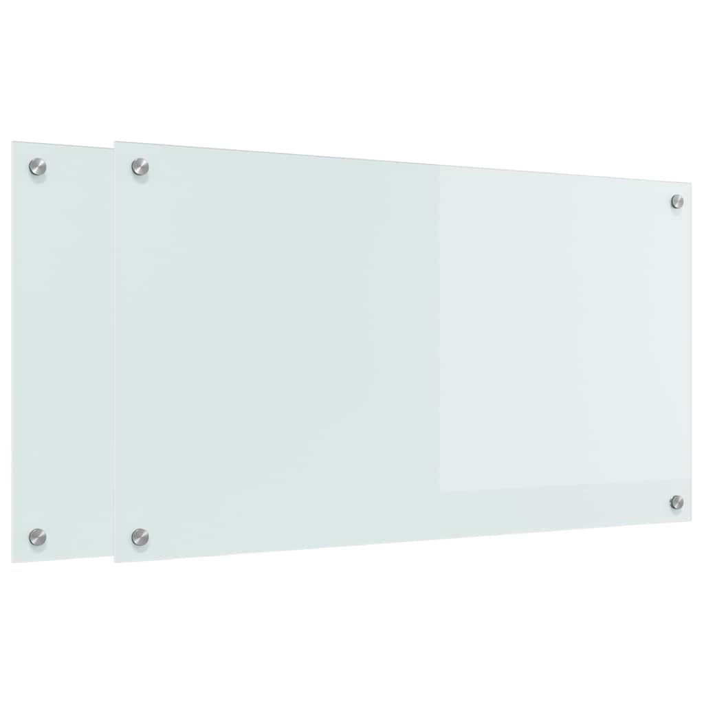 Kuhinjski zid 2 pcs Bijelo 90 x 50 cm Staklo otporno na udarce