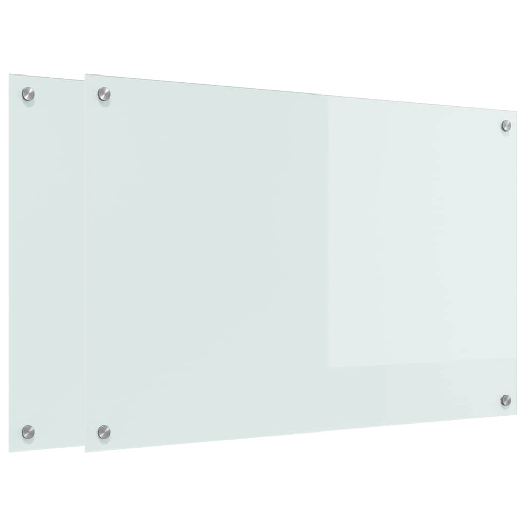 Kuhinjski zid 2 pcs Bijelo 90 x 60 cm Staklo otporno na udarce