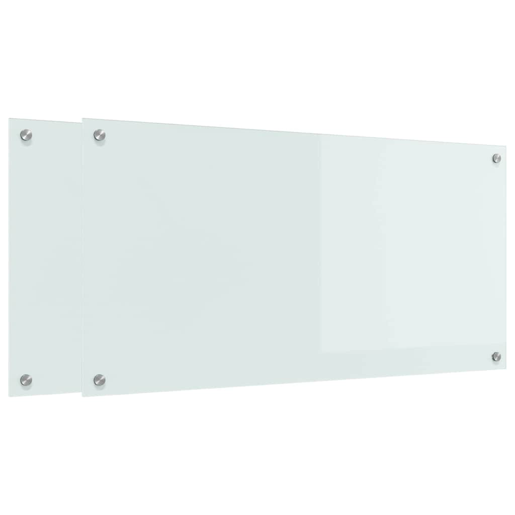 Kuhinjski zid 2 pcs Bijelo 100 x 50 cm Staklo otporno na udarce