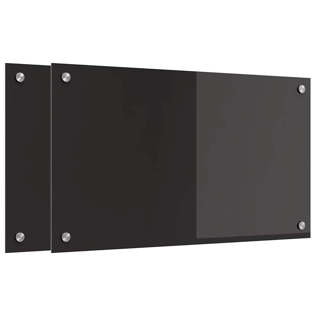 Kuhinjski zid 2 pcs Crna 70 x 40 cm Staklo otporno na udarce