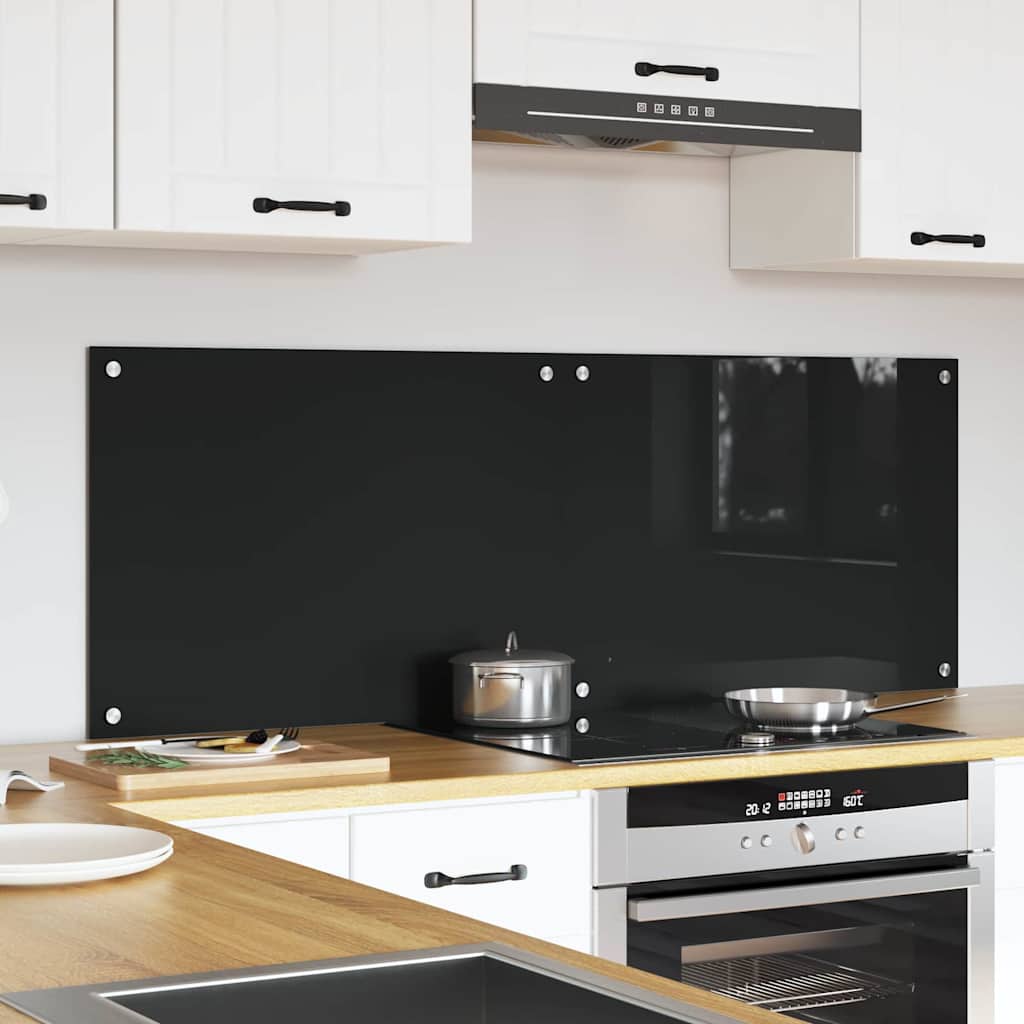 Kuhinjski zid 2 pcs Crna 70 x 50 cm Staklo otporno na udarce