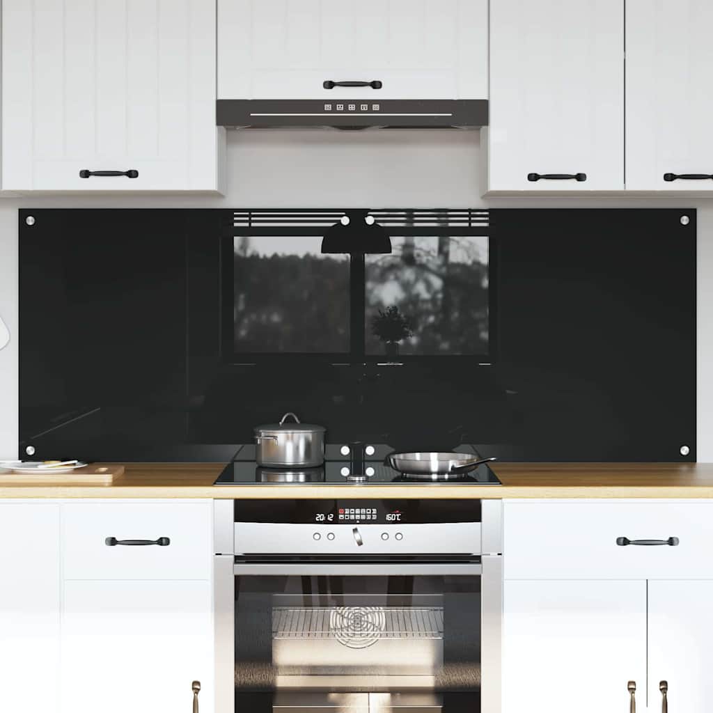 Kuhinjski zid 2 pcs Crna 80 x 60 cm Staklo otporno na udarce