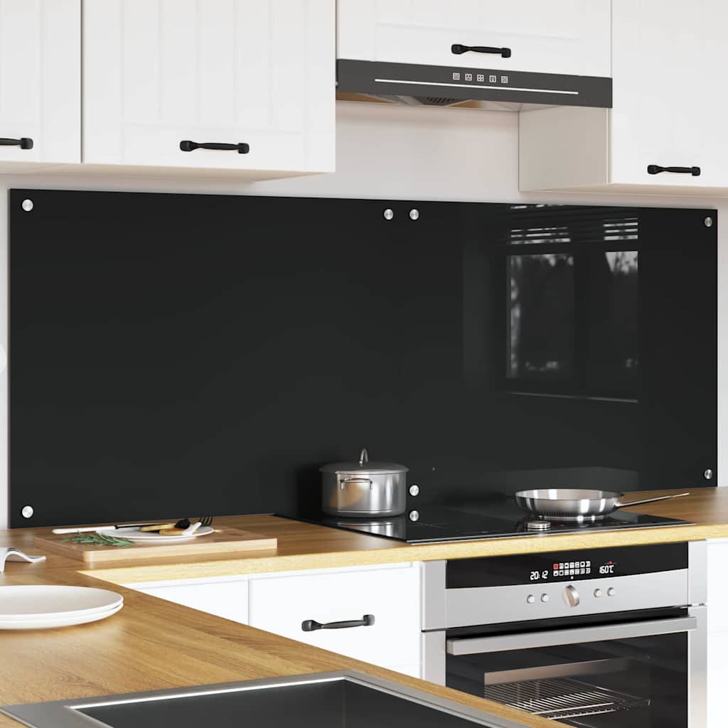 Kuhinjski zid 2 pcs Crna 80 x 60 cm Staklo otporno na udarce
