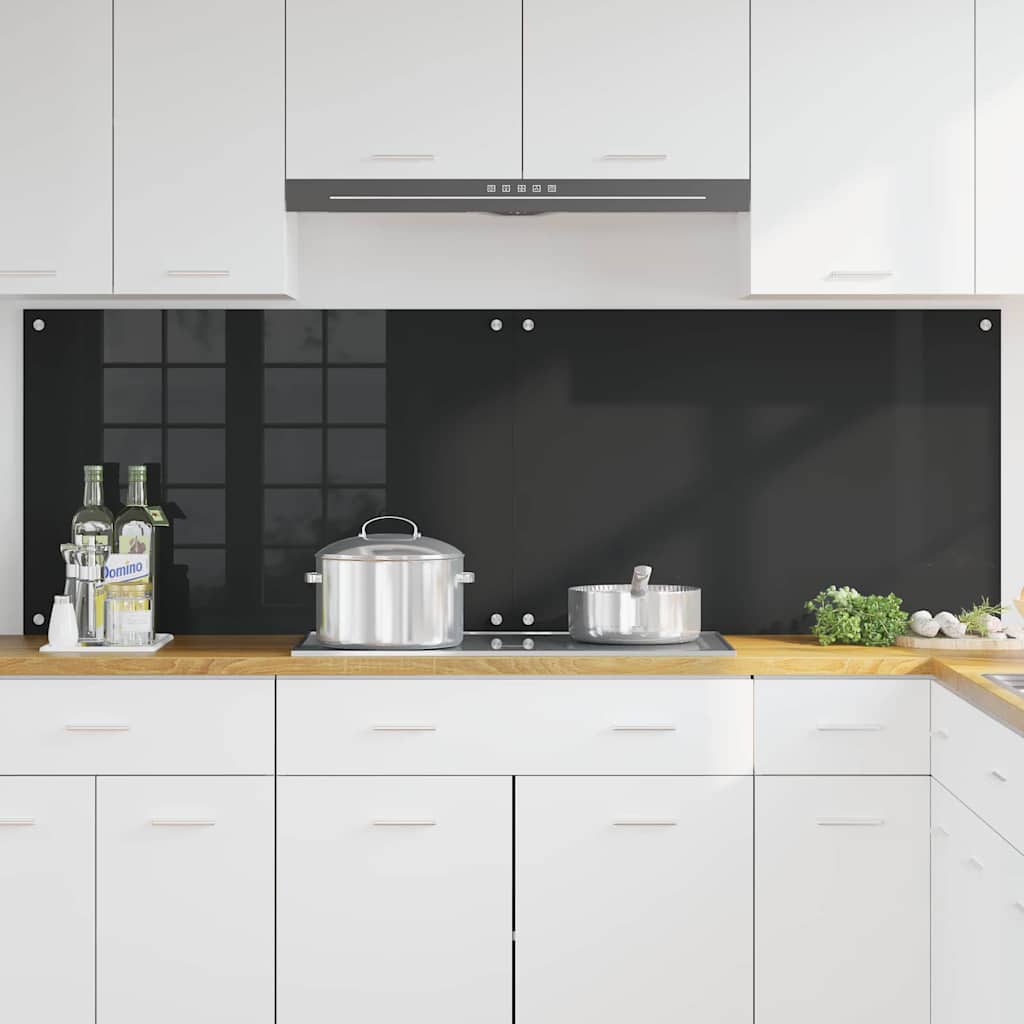 Kuhinjski zid 2 pcs Crna 90 x 60 cm Staklo otporno na udarce