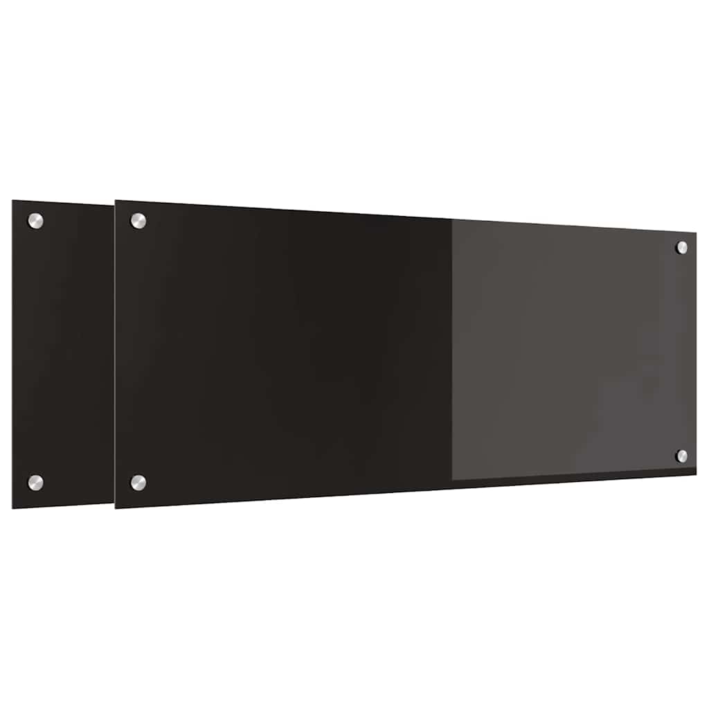 Kuhinjski zid 2 pcs Crna 100 x 40 cm Staklo otporno na udarce