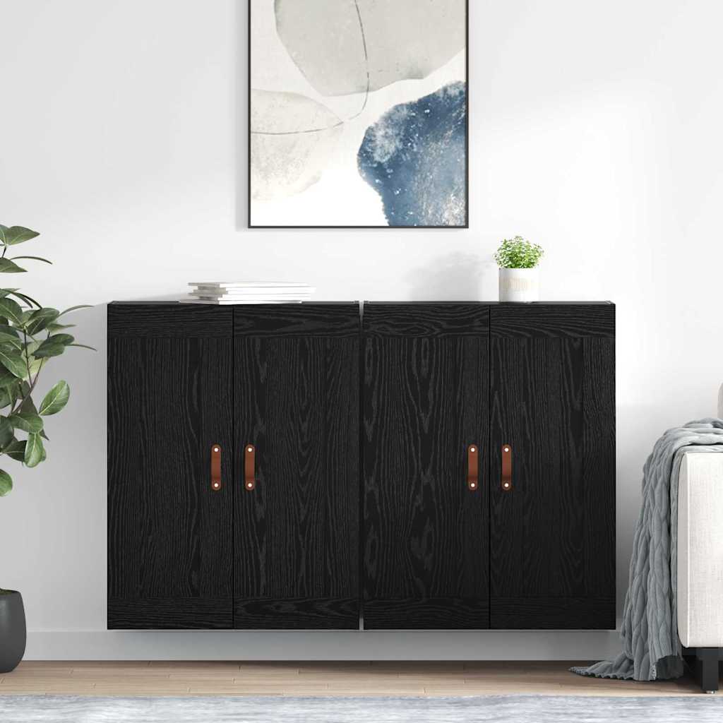 Kabinetski zidni Zidne 2 pcs Crni hrast 69,5 x 34 x 90 cm