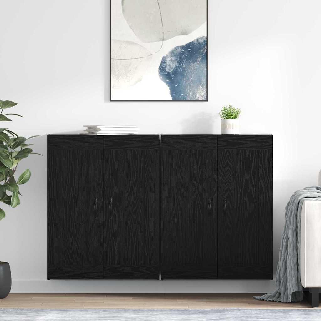Kabinetski zidni Zidne 2 pcs Crni hrast 69,5 x 34 x 90 cm