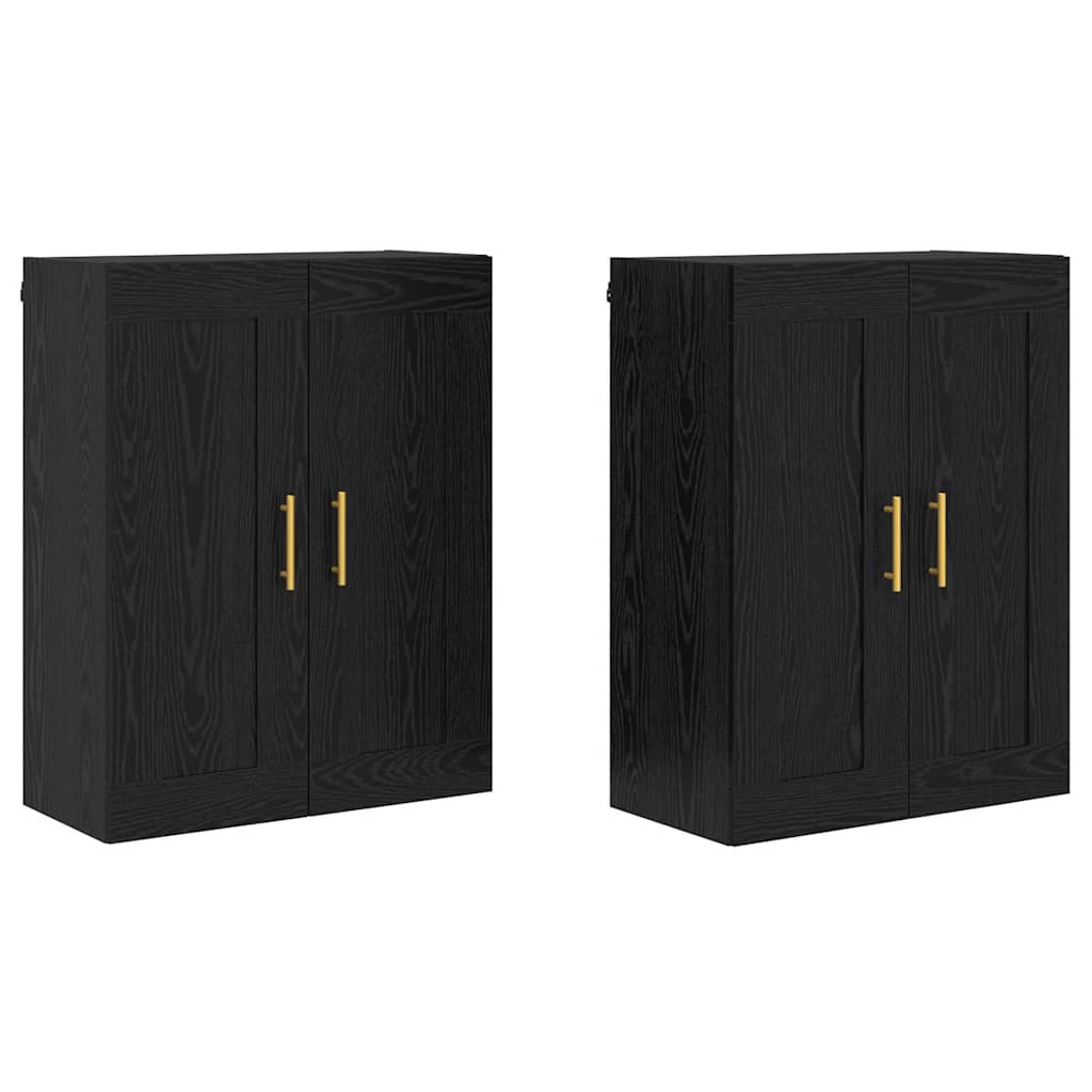 Kabinetski zidni Zidne 2 pcs Crni hrast 69,5 x 34 x 90 cm