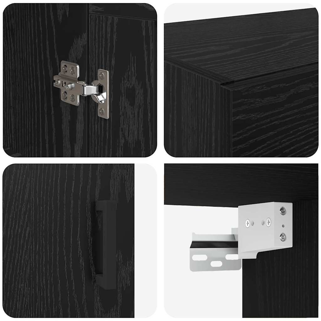Kabinetski zidni Zidne 2 pcs Crni hrast 69,5 x 34 x 90 cm