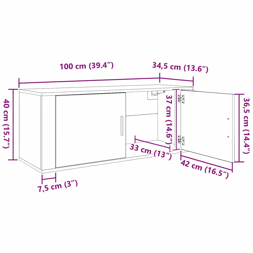 Zidni TV ormar set Zidne 3 pcs Crni hrast 100 x 34,5 x 40 cm