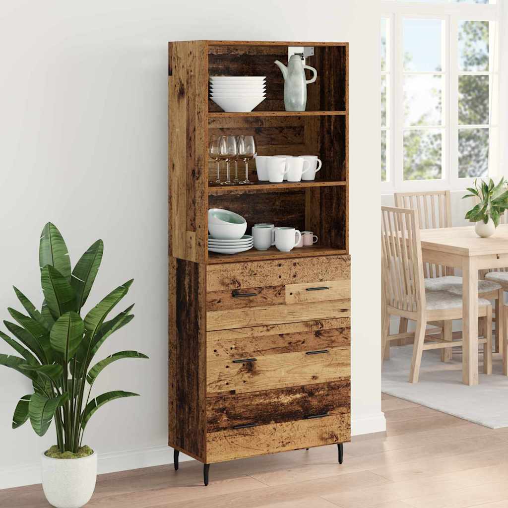 Highboard s ladicama 2 pcs Staro drvo Konstruirano drvo