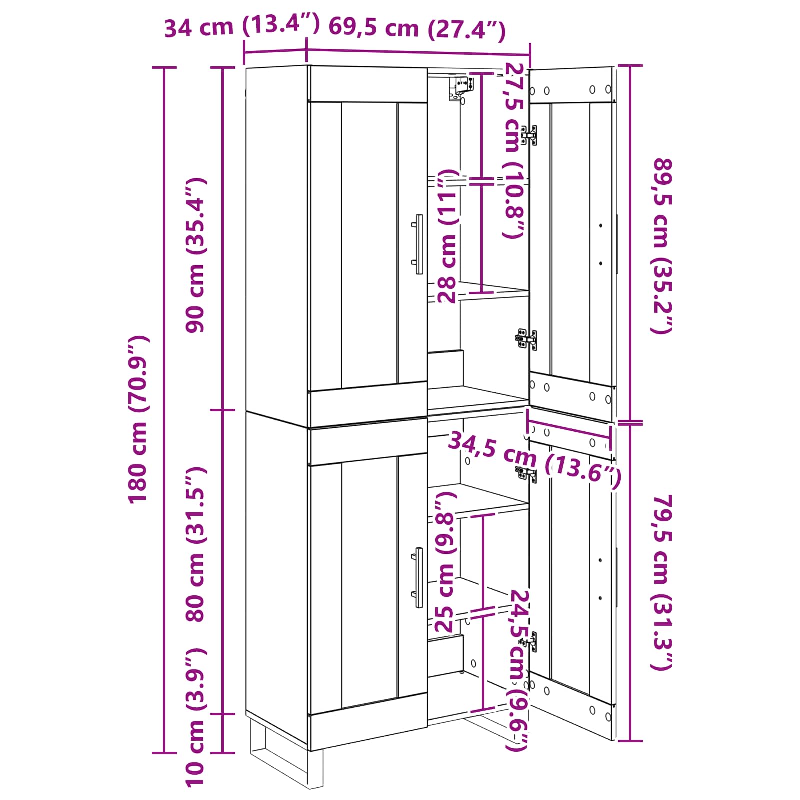 Highboard 2 pcs Staro drvo Konstruirano drvo