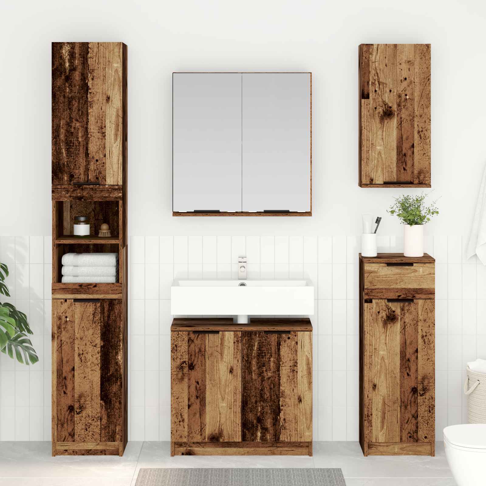 Set namještaja za kupaonicu 5 pcs Staro drvo Konstruirano drvo
