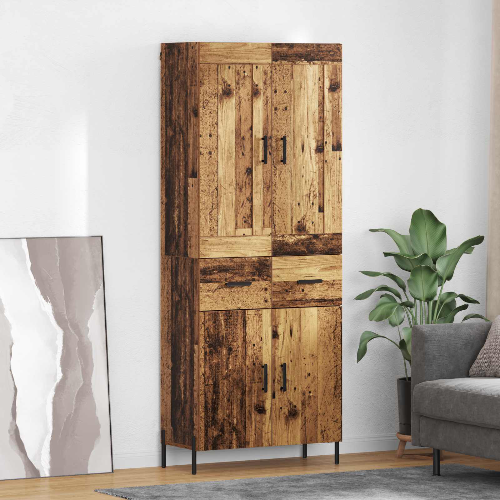 Highboard 2 pcs Staro drvo Konstruirano drvo