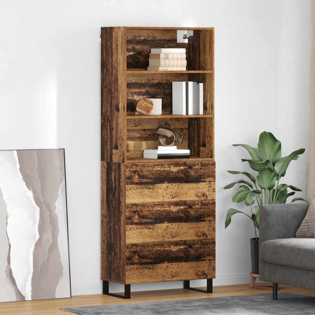 Highboard s ladicama 2 pcs Staro drvo Konstruirano drvo