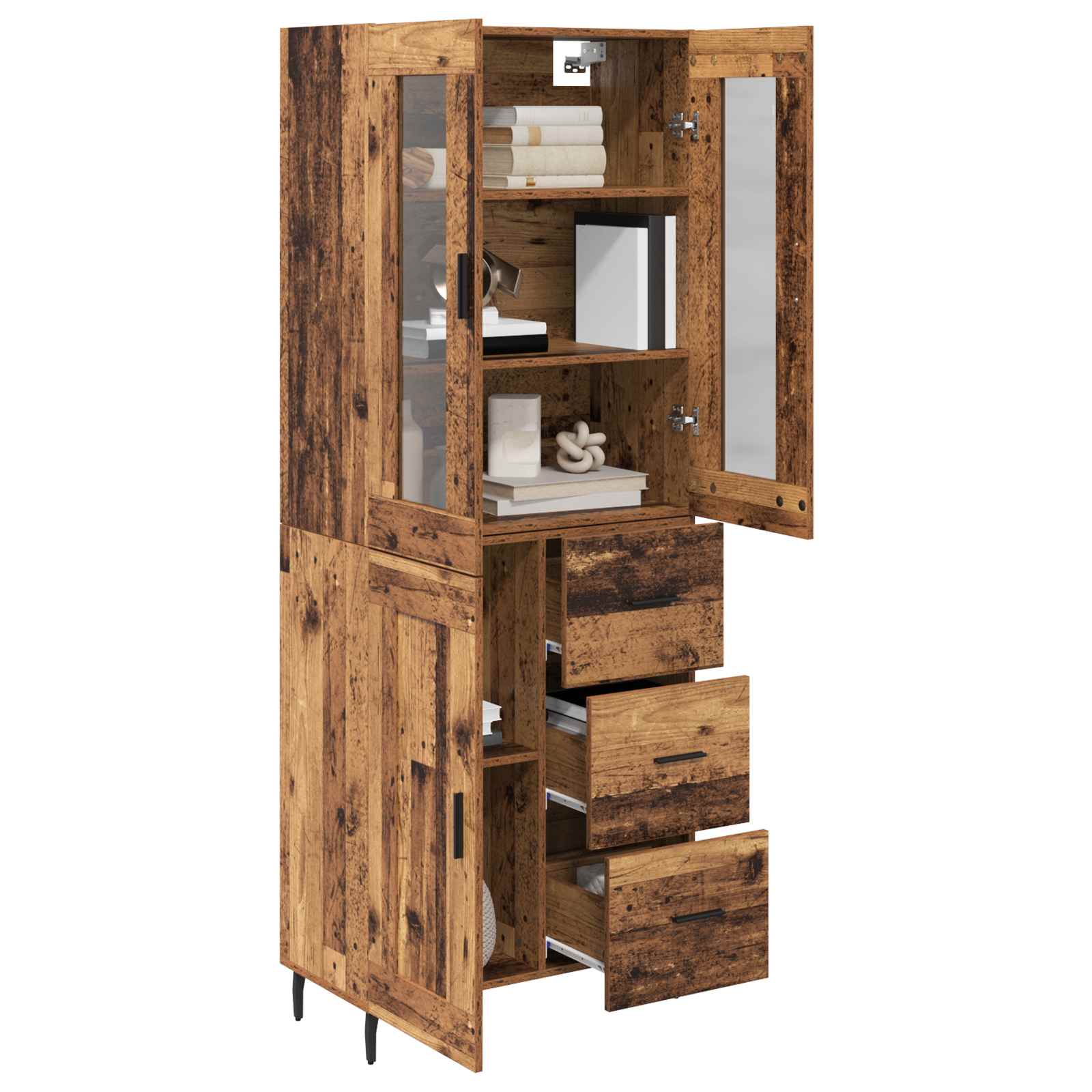 Highboard s ladicama 2 pcs Staro drvo Konstruirano drvo