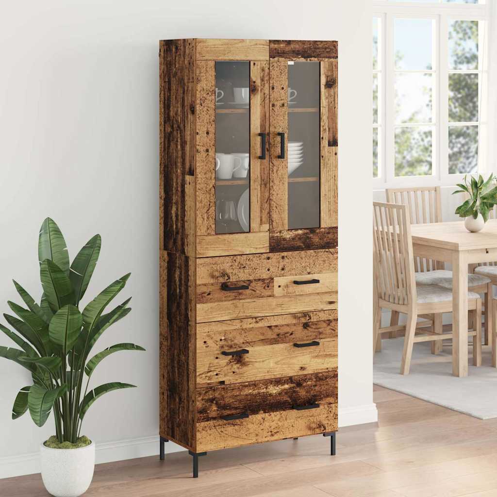 Highboard s ladicama 2 pcs Staro drvo Konstruirano drvo