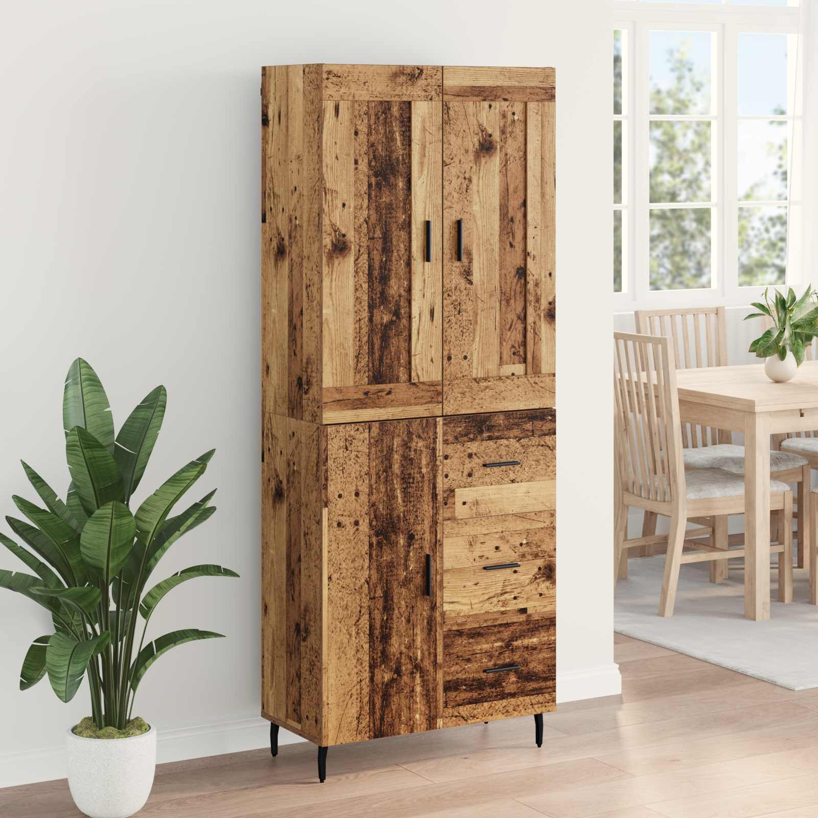 Highboard s ladicama 2 pcs Staro drvo Konstruirano drvo