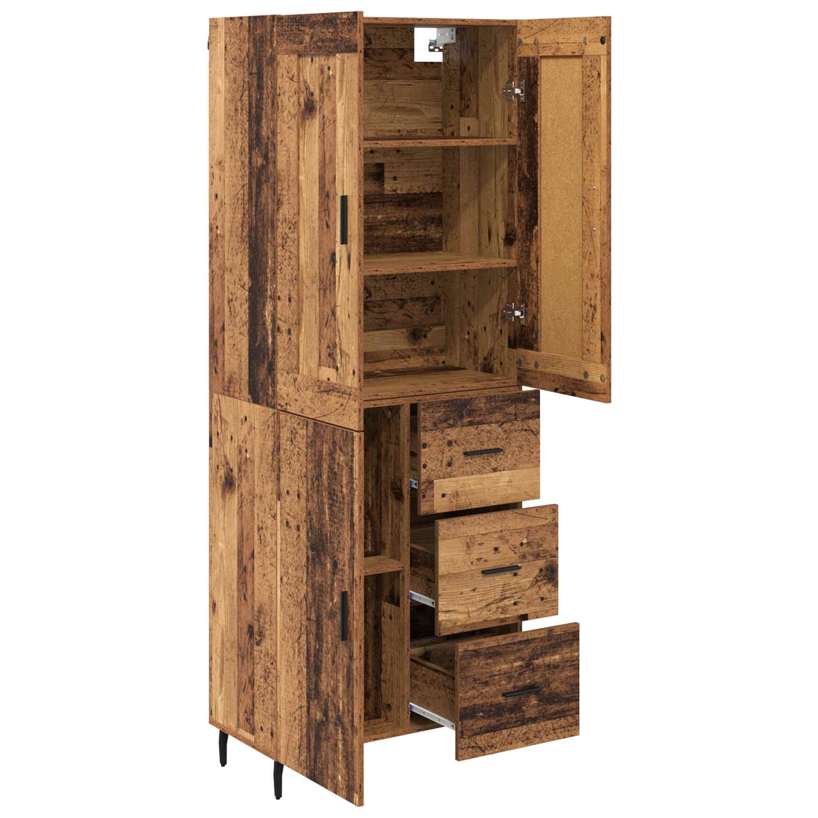 Highboard s ladicama 2 pcs Staro drvo Konstruirano drvo