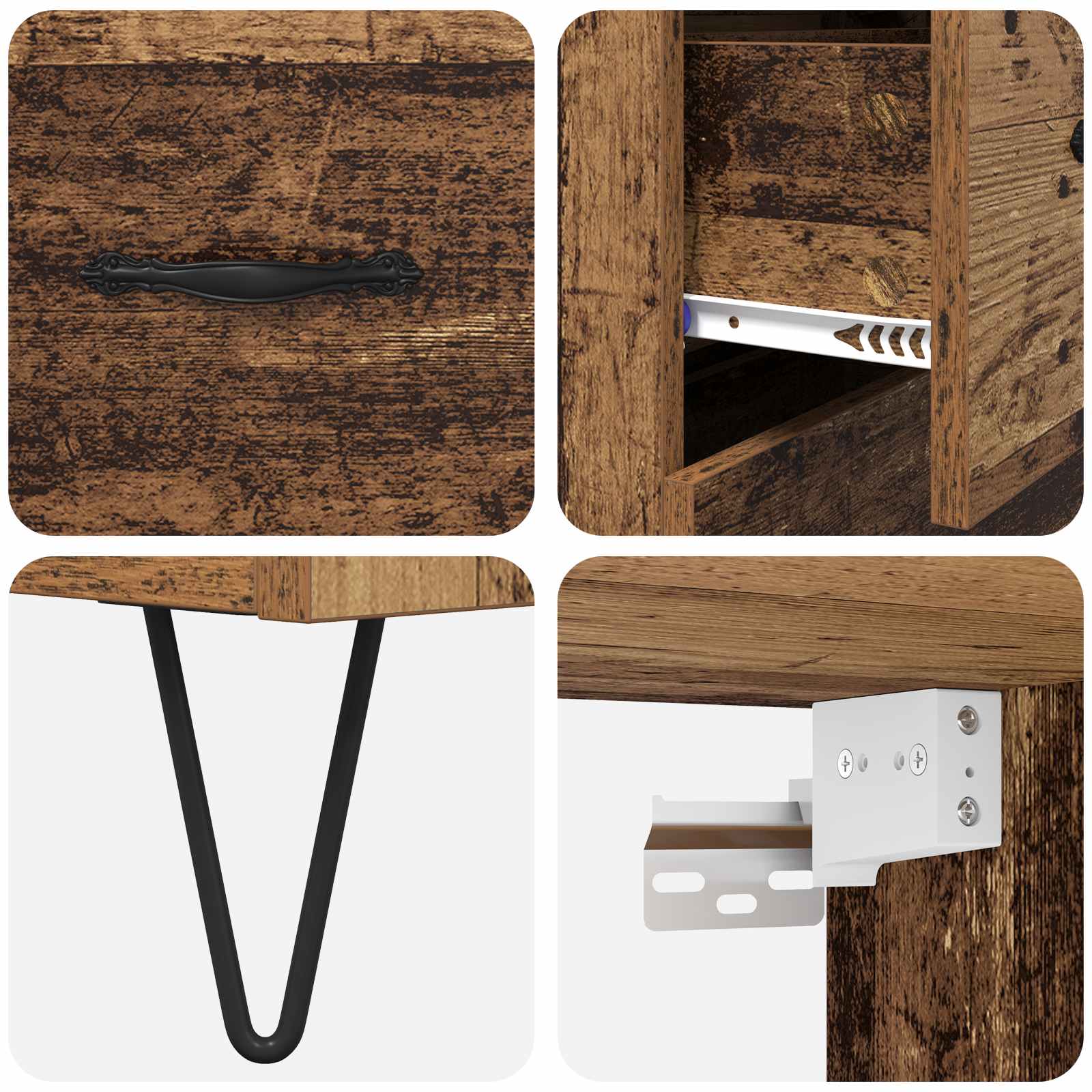 Highboard s ladicama 2 pcs Staro drvo Konstruirano drvo