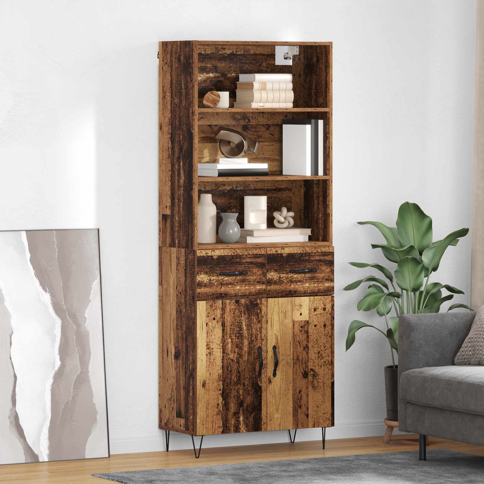Highboard s ladicama 2 pcs Staro drvo Konstruirano drvo