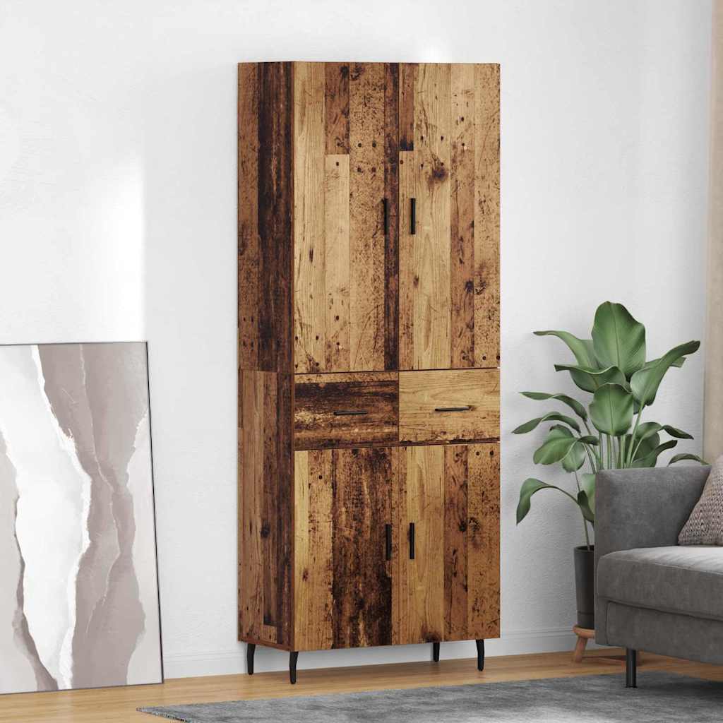 Highboard s ladicama 2 pcs Staro drvo Inženjerska drva i staklo