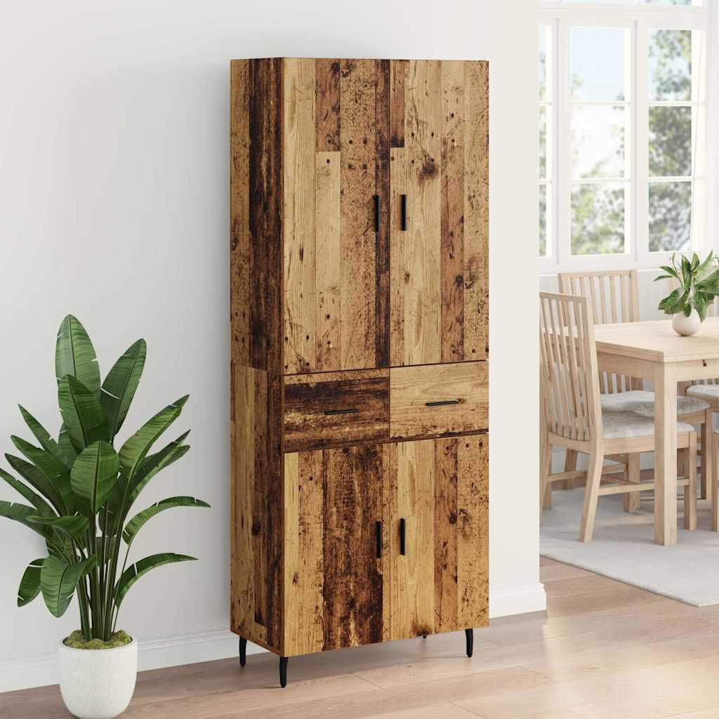 Highboard s ladicama 2 pcs Staro drvo Inženjerska drva i staklo
