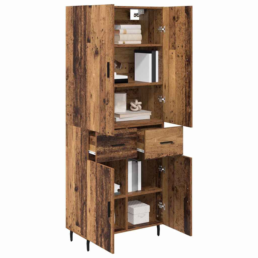 Highboard s ladicama 2 pcs Staro drvo Inženjerska drva i staklo