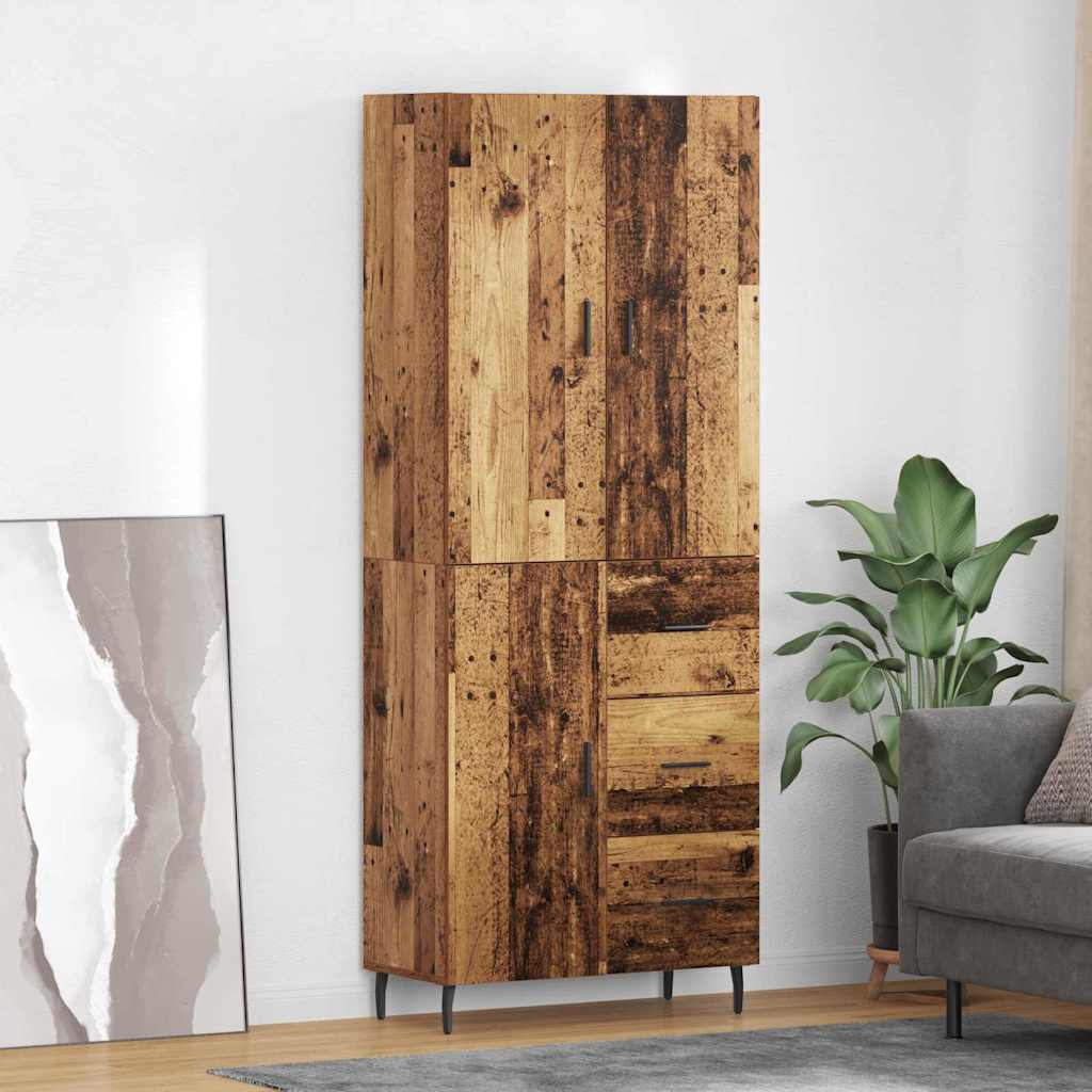 Highboard s ladicama 2 pcs Staro drvo Inženjerska drva i staklo