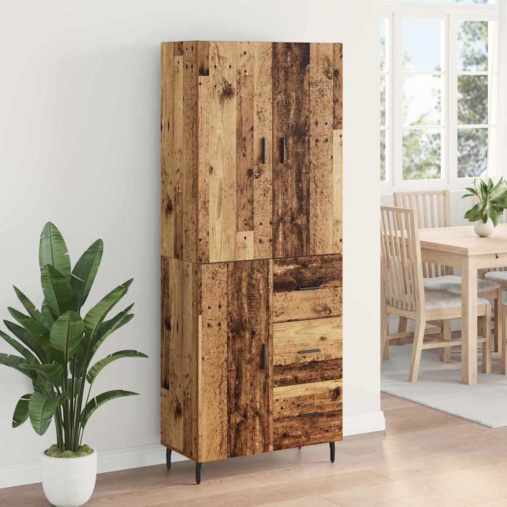 Highboard s ladicama 2 pcs Staro drvo Inženjerska drva i staklo