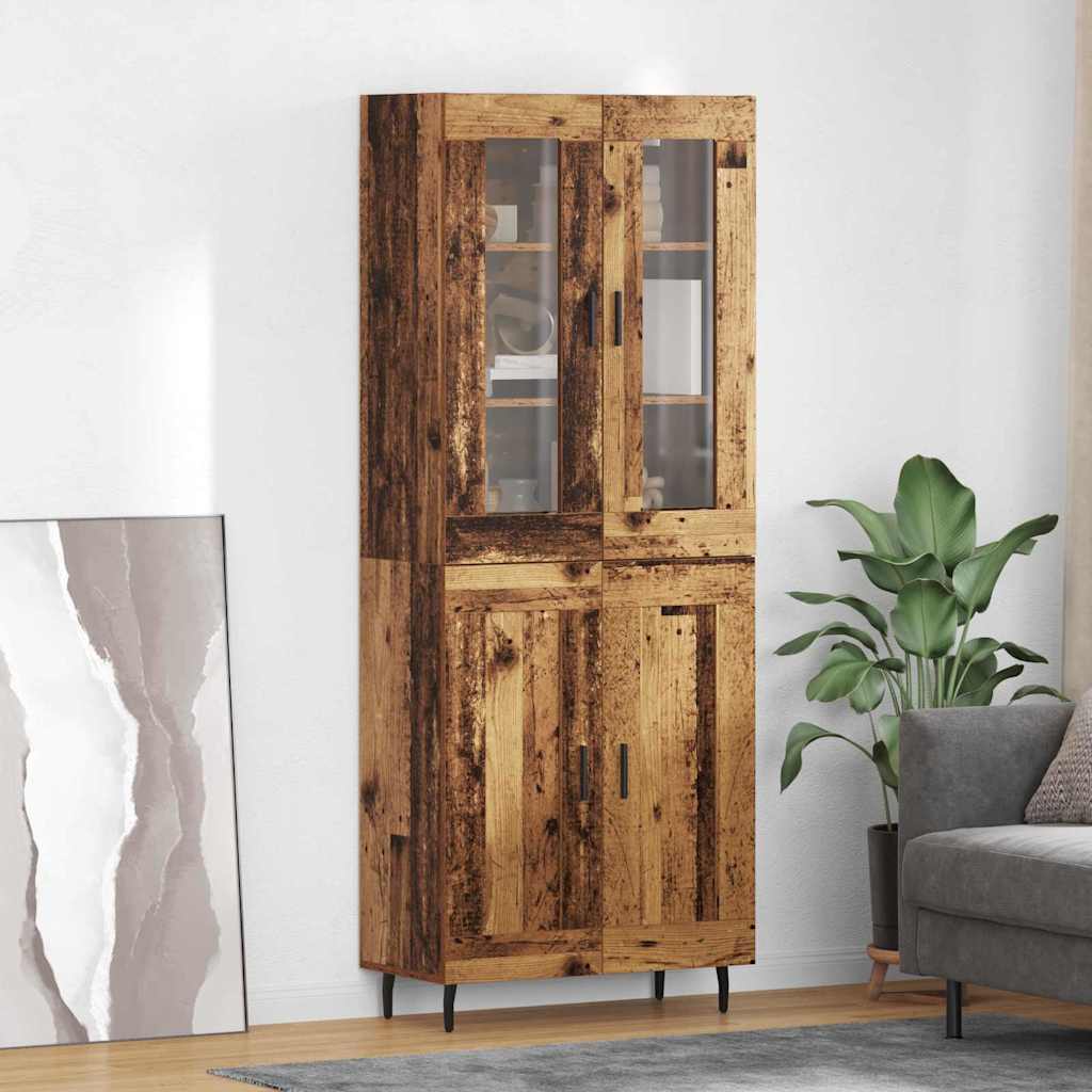 Highboard 2 pcs Staro drvo Inženjerska drva i staklo